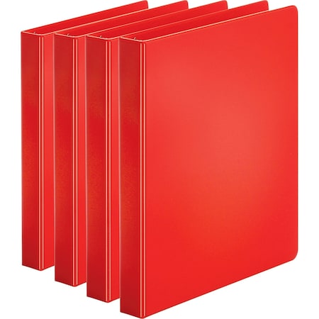 Business Source 1" Basic Binder, 225 Sheet Capacity, Round Ring, Red, 4ct BSN28550BD